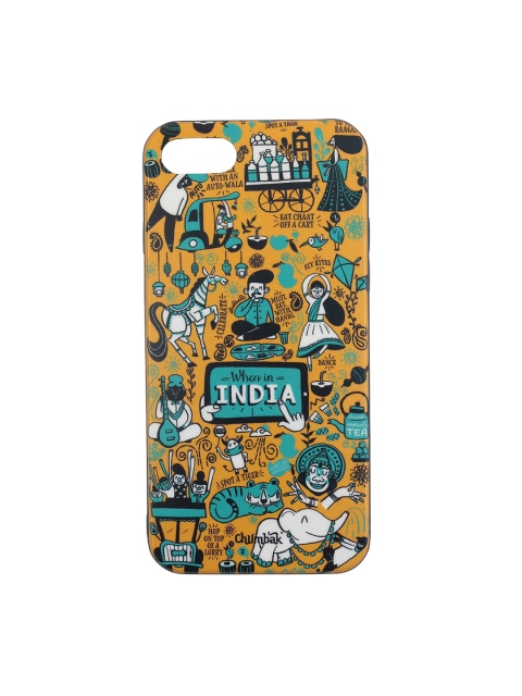 

Chumbak Yellow & Blue Printed iPhone 7 and SE Mobile Case Cover