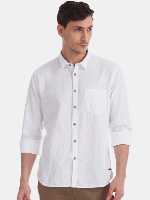 

Cherokee Men White Regular Fit Self Design Casual Shirt