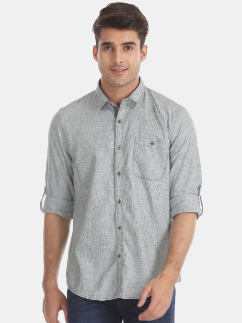 

Cherokee Men Green & Off-White Regular Fit Self Design Casual Shirt