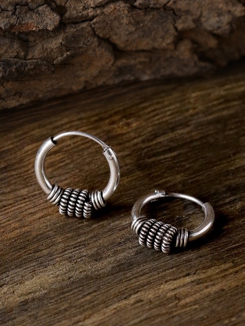 

ADORN by Nikita Ladiwala Silver-Toned Handcrafted Circular Hoop Earrings