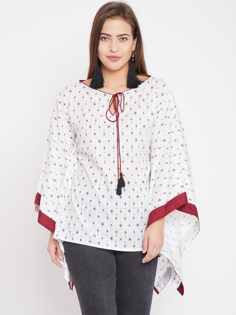 

The Kaftan Company Women White Printed Kaftan Top