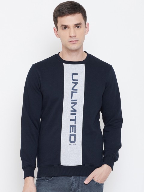 

Octave Men Navy Blue & Off-White Printed Sweatshirt