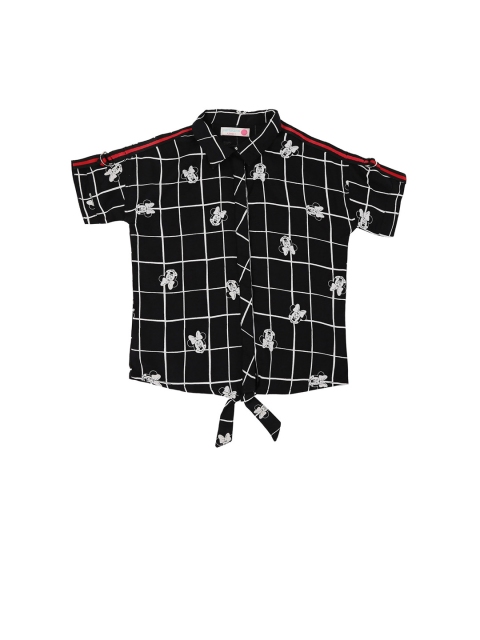 

Pantaloons Junior Girls Black Checked Shirt Style Top