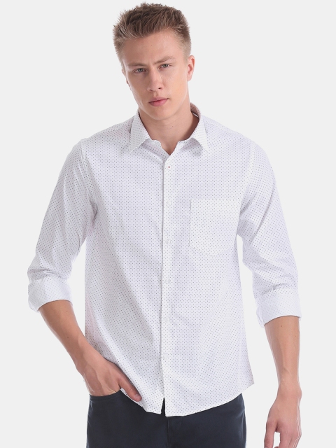 

Excalibur Men White & Navy Blue Regular Fit Printed Formal Shirt