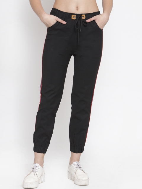 

VOXATI Women Black Tapered Fit Solid Joggers