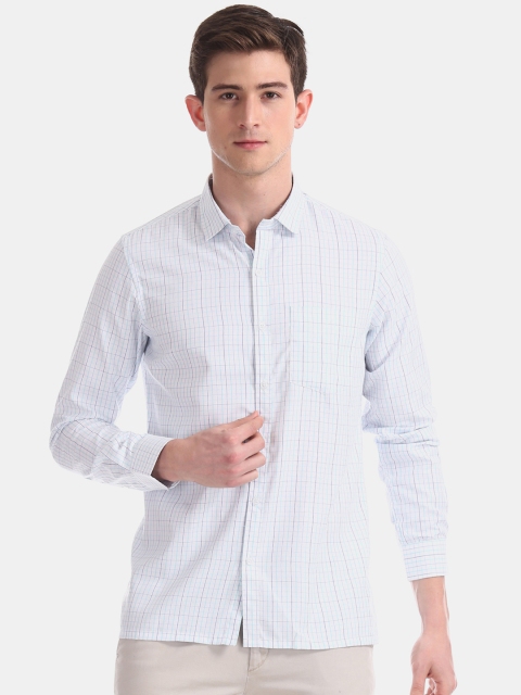 

Excalibur Men White & Blue Regular Fit Checked Formal Shirt
