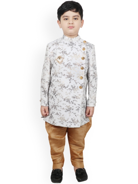 

SG YUVRAJ Boys White & Brown Silk Sherwani Set