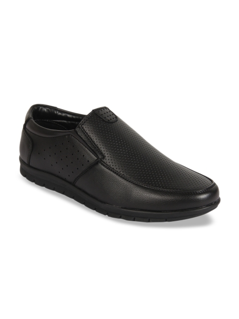 

Vardhra Men Black Textured Formal Slip-Ons