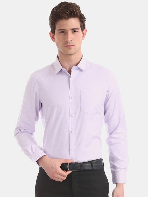 Excalibur Men Purple Regular Fit Solid Formal Shirt