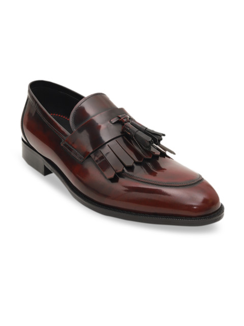 

ROSSO BRUNELLO Men Burgundy Solid Leather Formal Loafers