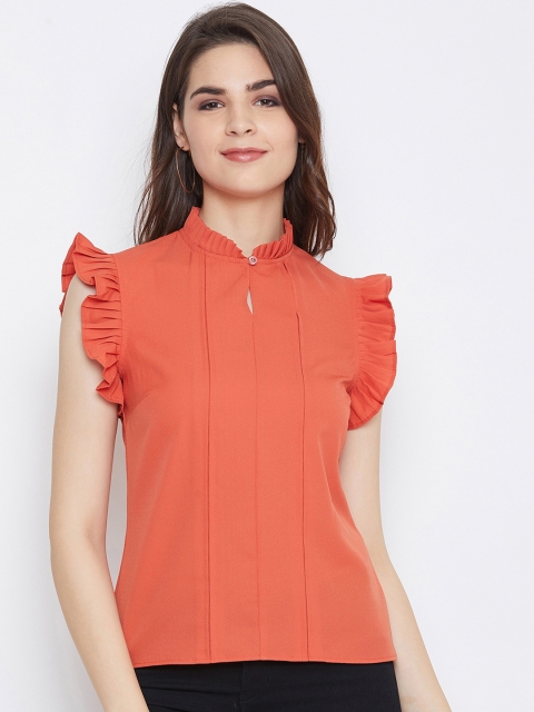 

Imfashini Women Rust Orange Solid Top