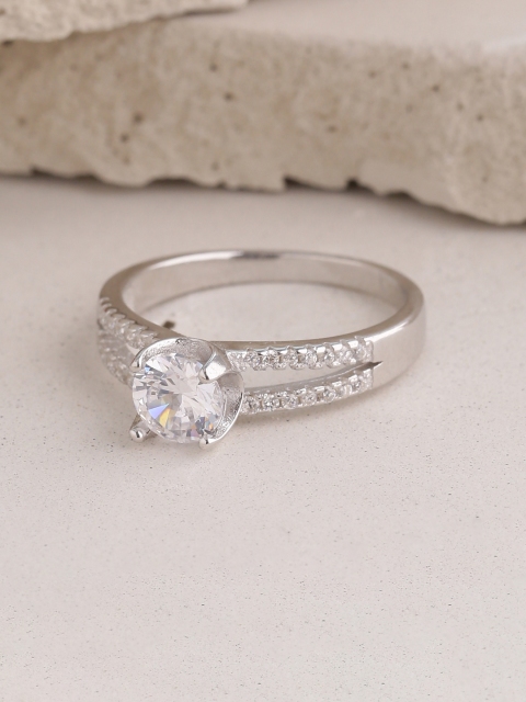 

ADORN by Nikita Ladiwala Sterling Silver & White CZ-Studded Finger Ring