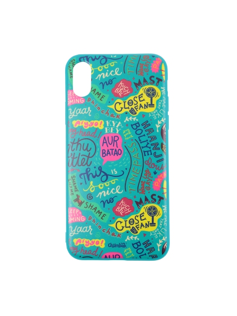 

Chumbak Turquoise Blue & Pink Printed iPhone X Mobile Case Cover