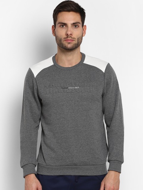 

hummel Men Grey & Off-White Solid Sweatshirt