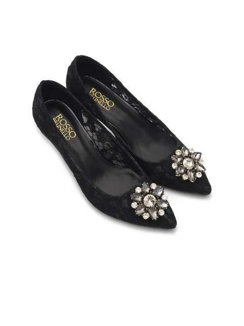 

ROSSO BRUNELLO Women Black Embellished Pumps