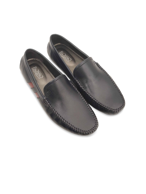 

ROSSO BRUNELLO Men Blue Solid Leather Formal Loafers