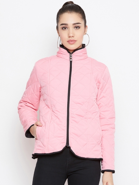 

PURYS Women Pink Solid Quilted Jacket