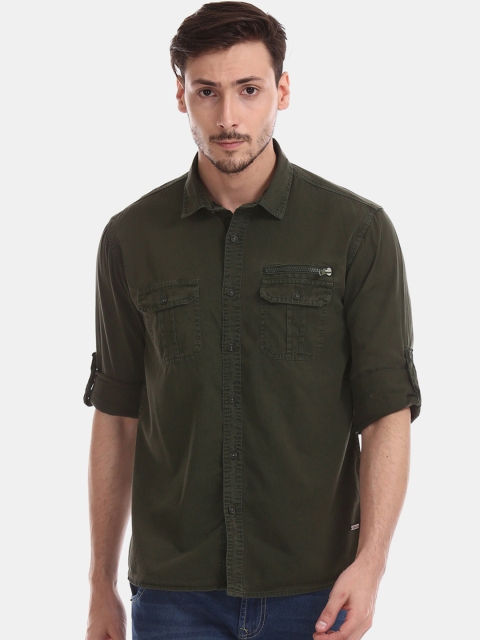 

Cherokee Men Olive Green Regular Fit Solid Casual Shirt