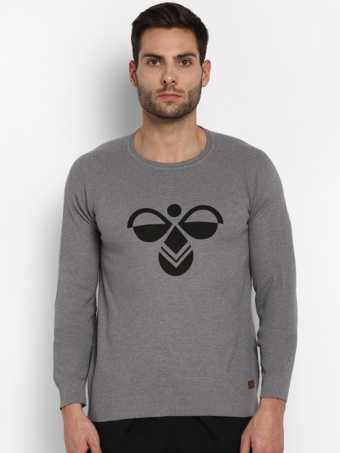 

hummel Men Grey & Black Printed Knitted Sweatshirt