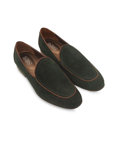 

ROSSO BRUNELLO Men Green Solid Formal Loafers