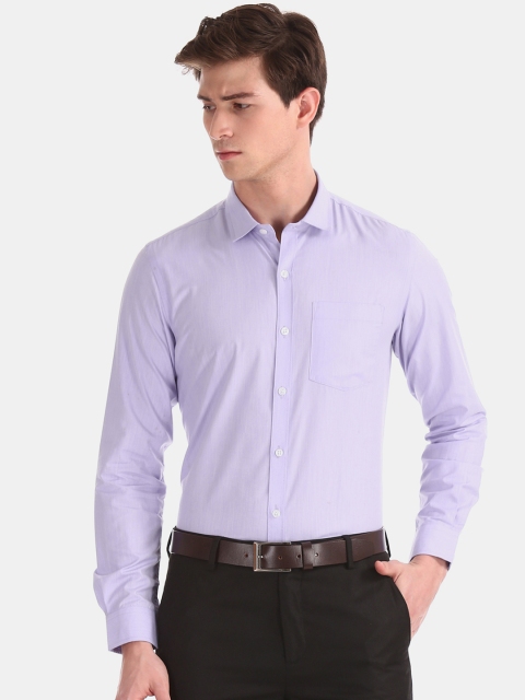 Excalibur Men Lavender Regular Fit Solid Formal Shirt