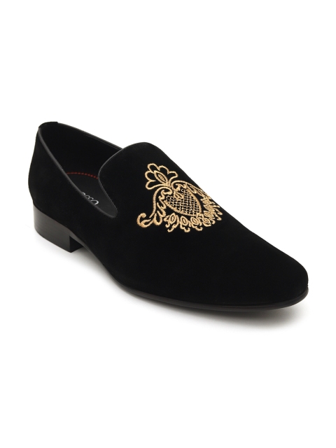 

ROSSO BRUNELLO Men Black Solid Formal Loafers