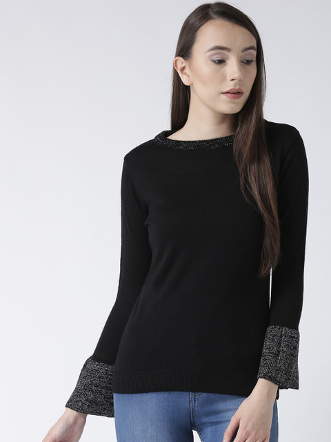 

Club York Women Black Solid Pullover Sweater
