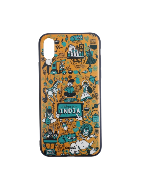 

Chumbak Yellow & Blue Printed iPhone XS Mobile Case Cover