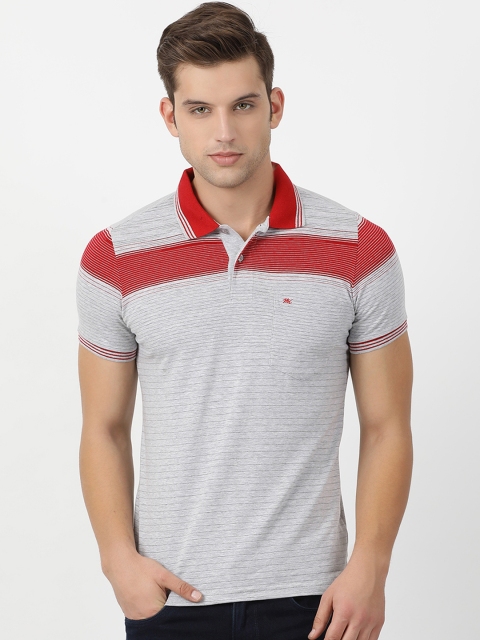 

Monte Carlo Men Grey & Red Striped Polo Collar T-shirt