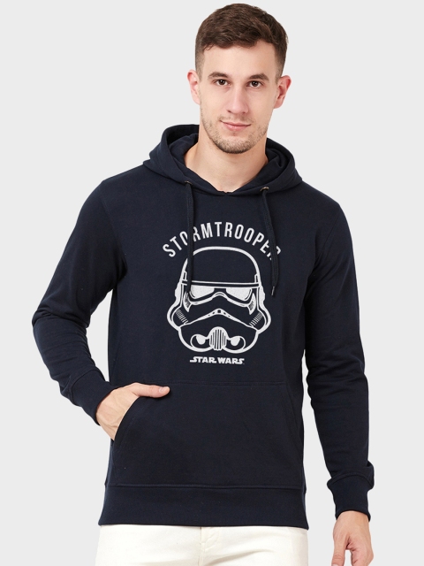 

STAR WARS Men Navy Blue & White Printed Hooded Pullover Sweatshirt