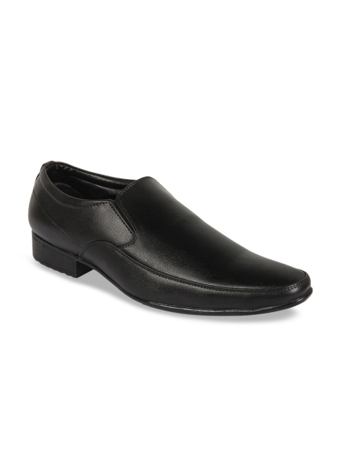 

Vardhra Men Black Textured Formal Slip-Ons