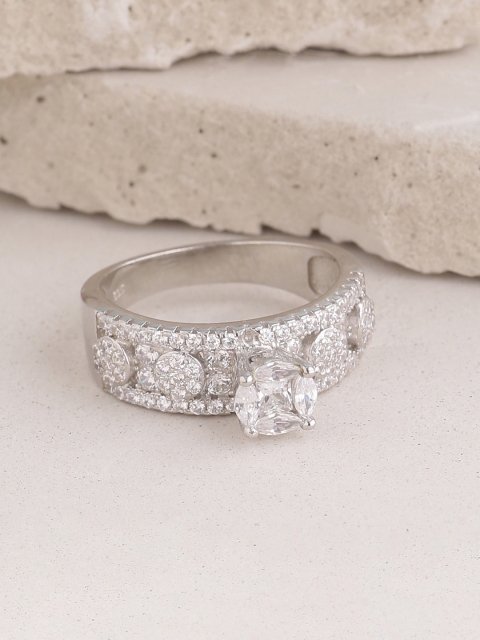 

ADORN by Nikita LadiwalaA Sterling Silver & White CZ-Studded Finger Ring