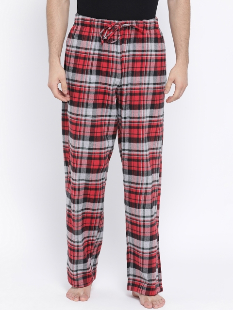 

Oxolloxo Men Red & Black Checked Lounge Pants