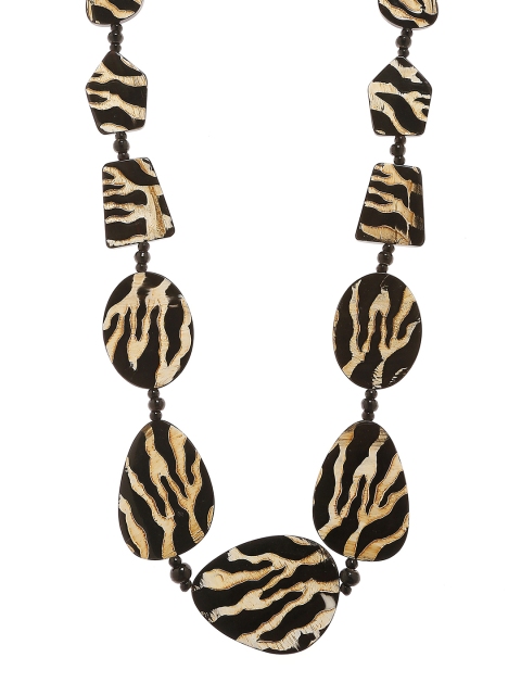 

Bamboo Tree Jewels Black & Beige Handcrafted Beaded Necklace