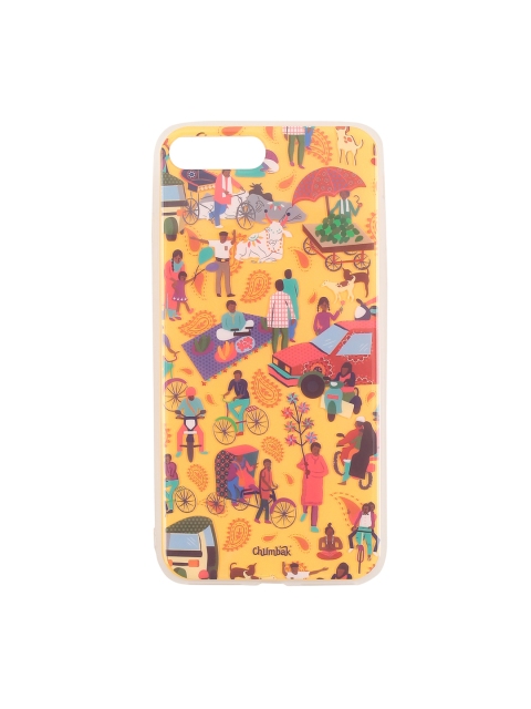 

Chumbak Yellow & Teal Blue Printed iPhone 7 Plus Mobile Case Cover