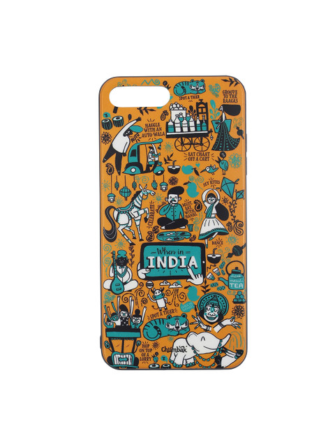 

Chumbak Yellow & Blue Printed iPhone 7 Plus Mobile Case Cover