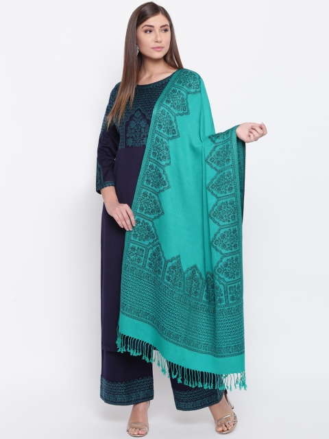 

HK colours of fashion Navy Blue & Turquoise Blue Viscose Rayon Unstitched Dress Material