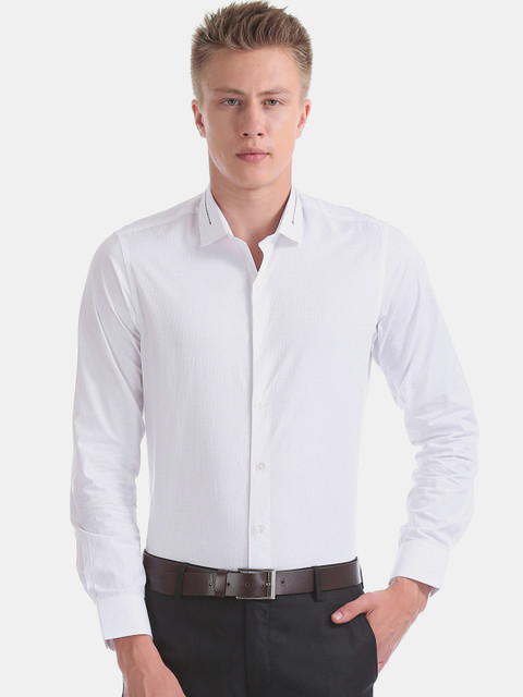 

Excalibur Men White Slim Fit Solid Formal Shirt