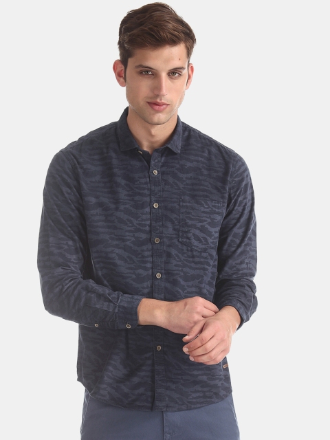 

Cherokee Men Navy Blue Regular Fit Printed Casual Corduroy Shirt