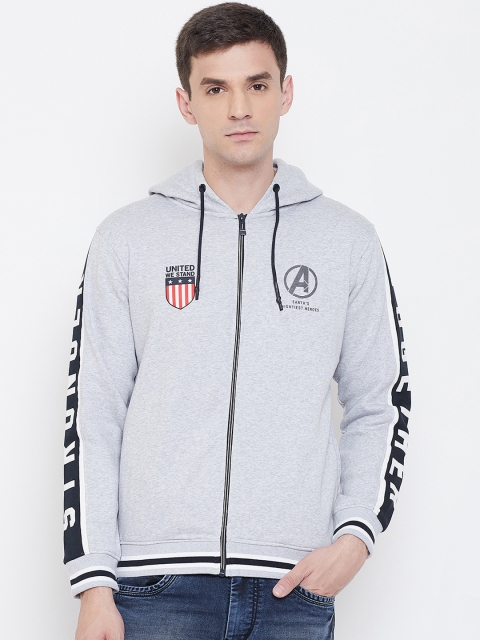 

Octave Men Grey Melange Avengers Printed Hooded Sweatshirt