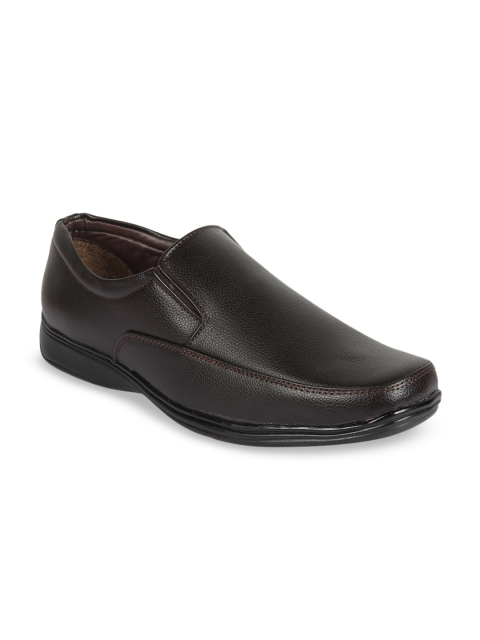 

Vardhra Men Brown Textured Formal Slip-Ons