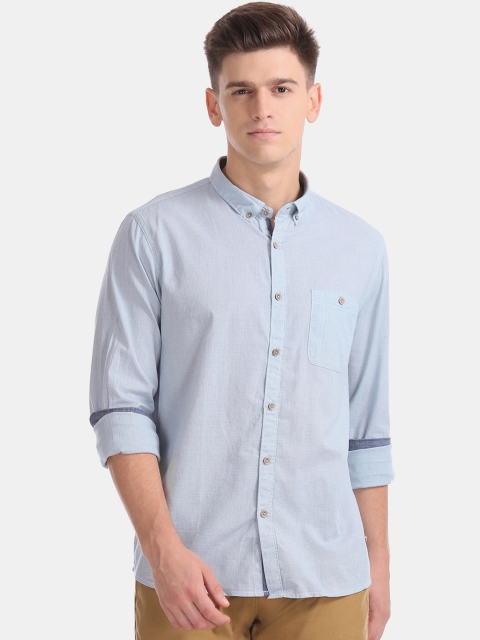 

Cherokee Men Blue Regular Fit Solid Casual Shirt