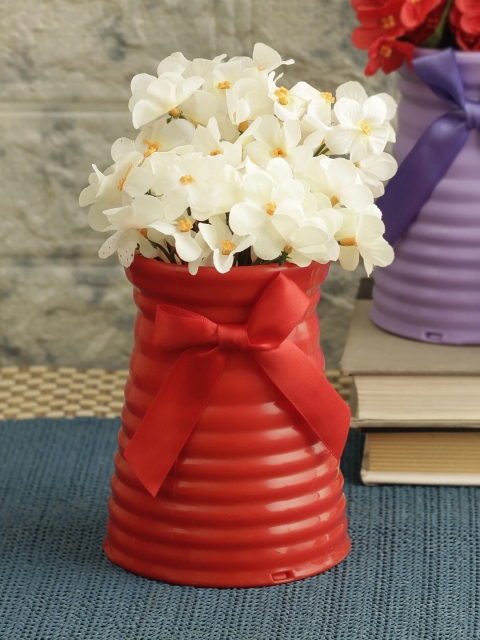 

TIED RIBBONS Off White & Red Artificial Flower Plant With Pot