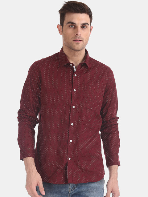 

Excalibur Men Maroon Super Slim Fit Printed Casual Shirt