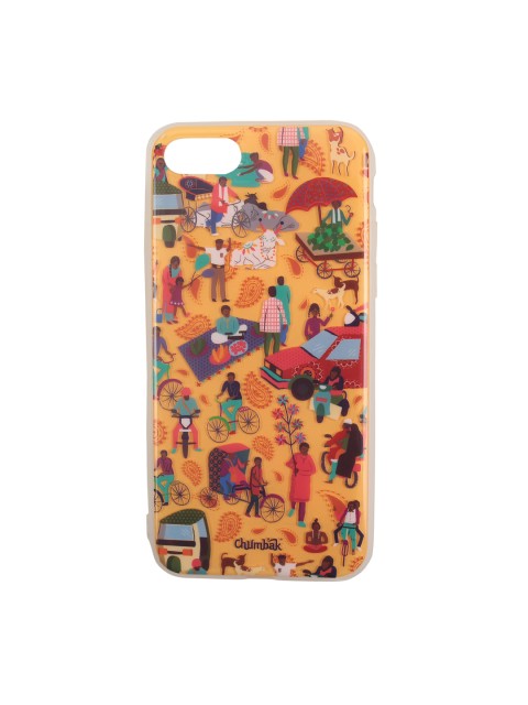 

Chumbak Yellow & Teal Blue Printed iPhone 7 and SE Mobile Case Cover