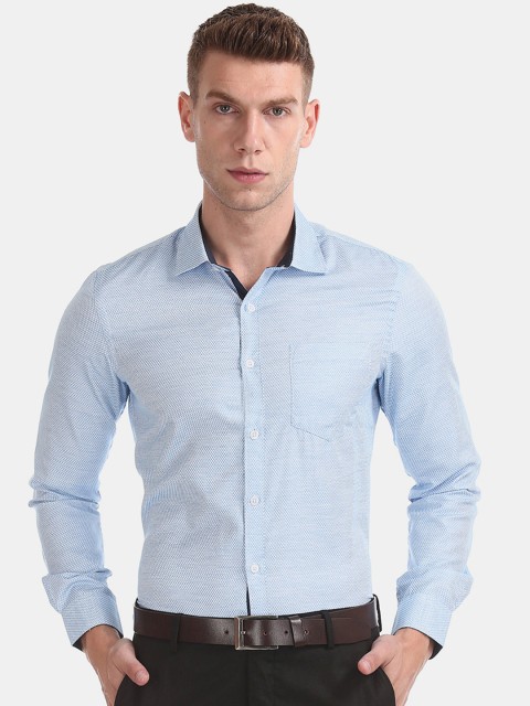 

Excalibur Men Blue & White Regular Fit Printed Formal Shirt