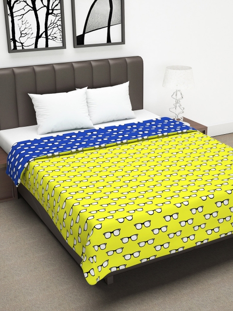 

Divine Casa Yellow & Blue Abstract AC Room 110 GSM Double Bed Reversible Dohar
