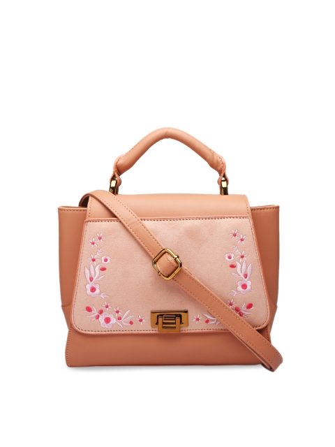 

Diana Korr Peach-Coloured & Brown Colourblocked Handheld Bag