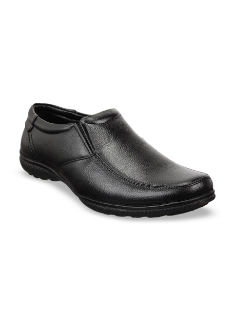 

Vardhra Men Black Textured Formal Slip-Ons