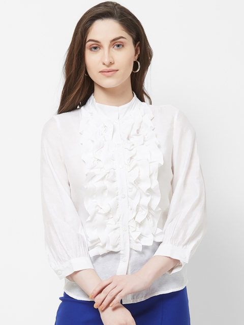

bebe Women White Regular Fit Solid Formal Shirt